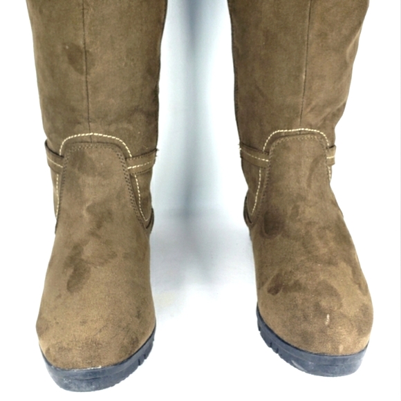 Basic Editions Brown Faux Seude, Pull On, Western Riding Boots. WMS 8 - Picture 8 of 10
